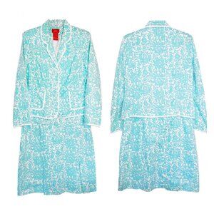 Oscar De La Renta Textured Two Piece Blazer Skirt Suit Set